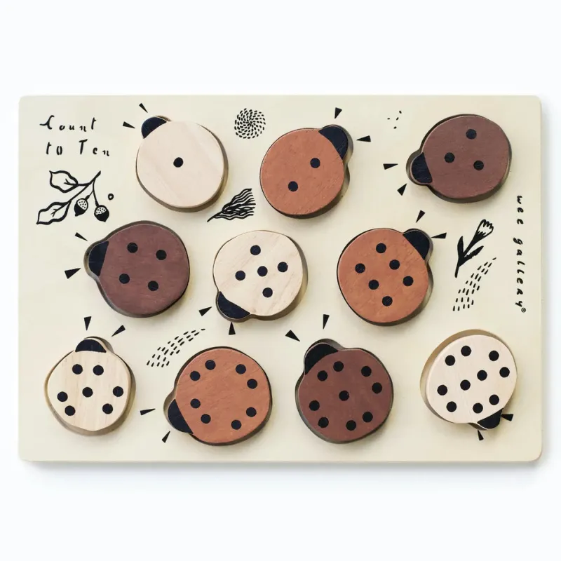 Wooden Tray Puzzle - Count to 10 Ladybugs>Wee Gallery Outlet