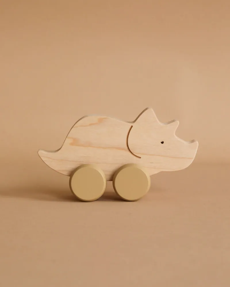 Wooden Triceratops Dinosaur Push Toy>Briki Vroom Vroom Hot
