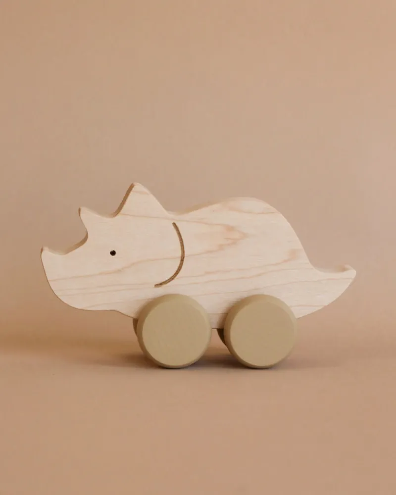 Wooden Triceratops Dinosaur Push Toy>Briki Vroom Vroom Hot