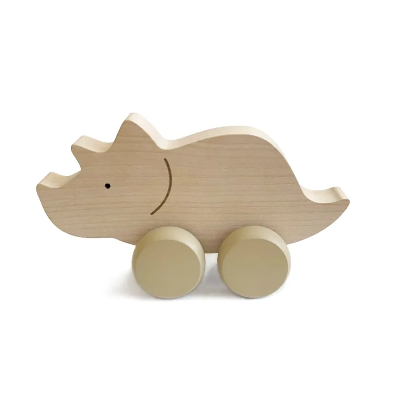Wooden Triceratops Dinosaur Push Toy>Briki Vroom Vroom Hot