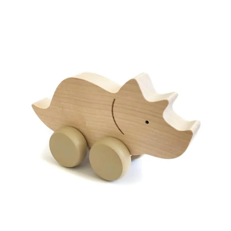 Wooden Triceratops Dinosaur Push Toy>Briki Vroom Vroom Hot